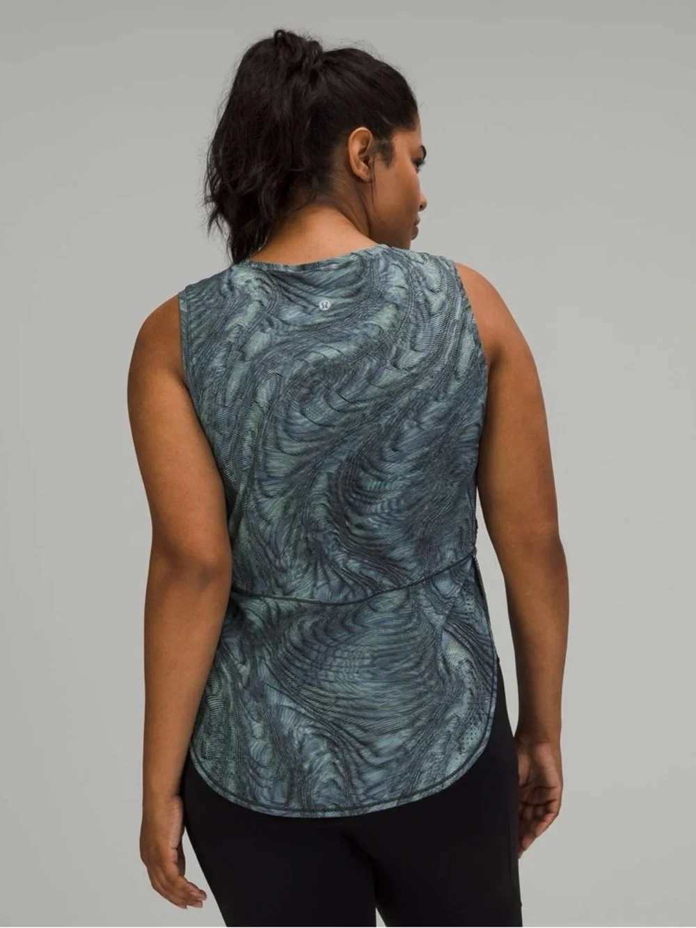 Lululemon Women Dimensional Icing Blue DWMM High Neck Split Hem Run Tank Top 4